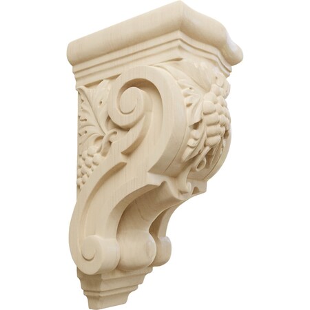 Ekena Millwork 3 1/2"W x 4 3/8"D x 7 7/8"H Small Grape Bunches Corbel, Rubberwood COR03X04X07GRRW